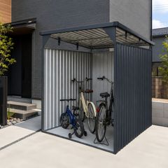 1000円OFFクーポン配布中】物干し竿付き サイクルポート 自転車倉庫 3