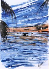 風景水彩画 24✖️27 水彩画 風景画 抽象的27✖️24 - メルカリ