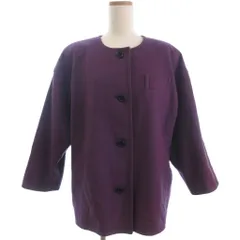ジバンシィ GIVENCHY ノーカラー ジャケット コート ウール 紫 パープル 13 ■ECTのサムネイル