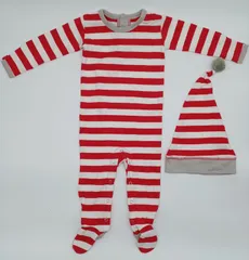 【新入荷!!】☆セット割対応☆ ラブドベビー ベビー ロンパース 帽子付き ボーダー 9-12M (2327）のサムネイル