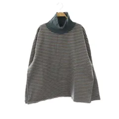 マーカ marka LOOSE NECK TEE L/S ボーダー カットソー Tシャツ 長袖 2 グリーン ベージュ /HK ■OS ■ADのサムネイル