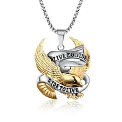 【新品】 Rockyu ジュエリー アクセサリー ネックレス ステンレス チェーン 鷹ネックレス メンズ 鳥 ペンダント イーグルネックレス カッコイイ (銀金色)