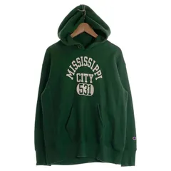 Champion チャンピオン REVERSE WEAVE リバースイーブ MISSISSIPPI CITY 531 青タグ 復刻 プルオーバー フーディー パーカー グリーン C8-Y124 Size L