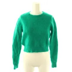 6 ROKU BEAUTY&YOUTH B&Y ロク ビューティーアンドユース MOHAIR CREW NECK PULLOVER ニット セーター クロップド グリーン /DF ■OS