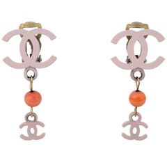 極美品☆CHANEL☆シャネル ココマーク スイングイヤリング☆パープル 