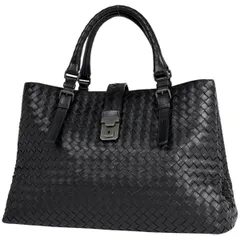 ボッテガヴェネタ BOTTEGAVENETA イントレチャート ローマバッグ トートバッグ レザー ブラック 171265 レディース 【中古】のサムネイル
