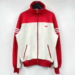 【中古】70s～80s adidas 西ドイツ デサント製 トラックジャージ レッド/ホワイト サイズ3 アディダス[17]