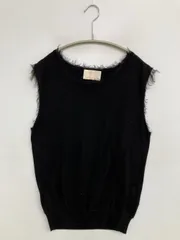 DESIGN WORKS ニット/セーター ブラック コットン 無地 フリンジ ミドル丈 袖なし クルーネック(丸首) レディースのサムネイル