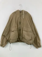 ZARA ザラ ブルゾン L カーキ コットン ナイロン 無地 ショート丈 ミドル丈 フードあり ジップアップ レディース