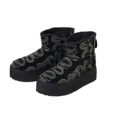 新品未使用  Hysteric Glamour  ヒステリックグラマー SNAKE LOOP プラットフォームブーツ レディース 25cm 蛇柄 厚底 ブラック 01253QS01496 牛革 管理番号：5A-11000のサムネイル