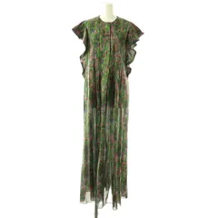 シンシアローリー CYNTHIA ROWLEY 総柄 ワンピース ボタニカル ラッフル袖 XS グリーン マルチカラー /CX ■OSのサムネイル