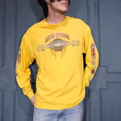 00’s USA VINTAGE HARLEY DAVIDSON FLAME DOUBLE SIDED PRINT DESIGN LONG SLEEVE T SHIRT/00年代アメリカ古着ハーレーダヴィッドソンフレイム両面プリントデザイン長袖Tシャツ