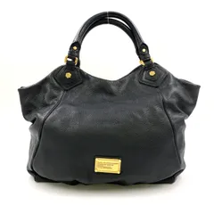 MARC JACOBS ロゴプレート 2WAYショルダー レザー ブラック ハンドバッグ ゴールド
