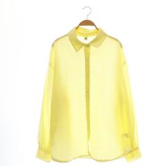 美品＊YANUK ヤヌーク 綿麻 シワ加工 シアーシャツ S 黄色 イエロー 