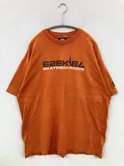 828K184 Tシャツ/カットソー XLARGE オレンジ 前面プリント ブランドロゴ ミドル丈 半袖 クルーネック(丸首) メンズ