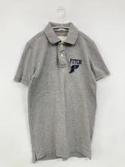 Abercrombie & Fitch アバクロンビーアンドフィッチ ポロシャツ S グレー 無地 ワンポイント ブランドロゴ 刺繍 半袖 メンズ
