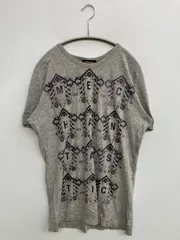 DIESEL ディーゼル Tシャツ/カットソー M グレー 前面プリント ミドル丈 半袖 クルーネック(丸首) メンズ