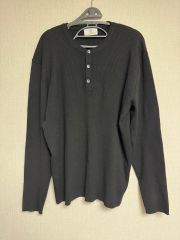 WAREHOUSE サーマル ワッフル ヘンリーネック ロンT コットン 黒 