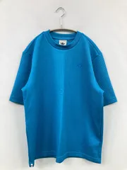 adidas アディダス Tシャツ/カットソー 12/21 ブルー 無地 ワンポイント ブランドロゴ ミドル丈 半袖 クルーネック(丸首) メンズ レディース