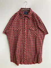 Wrangler ラングラー シャツ/ブラウス レッド チェック柄 ロング丈 半袖 レギュラーカラー メンズ