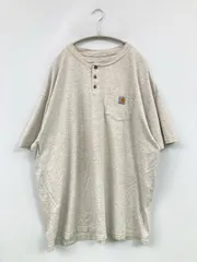 Carhartt カーハート Tシャツ/カットソー M グレー 無地 ワンポイント ブランドロゴ ミドル丈 半袖 ヘンリーネック メンズ
