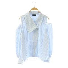 バーニーズニューヨーク BARNEYS NEW YORK オープンショルダー ストライプ シャツ 長袖 F ライトブルー /HK ■OSのサムネイル