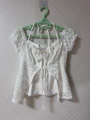 美品》アルアバイル☆CU/Cツイルラッフルカラーノースリーブブラウス 
