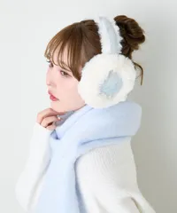 新品未使用 NICE CLAUP ナイスクラップ 刺繍入りフェイクムートンイヤーマフ 耳あて サックスブルー Fサイズ 管理番号：617A-1348のサムネイル