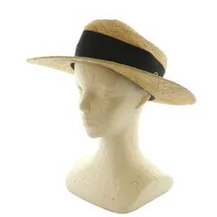 シャポードオー Chapeau d' O Bao Canotier Wide カンカン帽 ハット 帽子 57cm ベージュ 黒 KYD-001608 232-060214 /MI ■OS ■SH