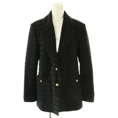 ノーブル NOBLE 24AW チェックツイードロングジャケット テーラード 36 黒 ブラック /AT ■OSのサムネイル