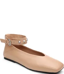 アッシュ レディース シューズ パンプス アンクル レザー ASH Best Leather Studded Ankle Strap Square Toe Flatsand サンドのサムネイル