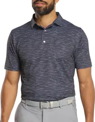 フットジョイ メンズ トップス ポロシャツ プリント FootJoy Mens Broken Stripe Print Golf Polo Black ブラックのサムネイル
