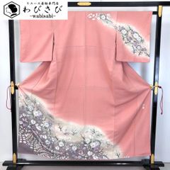 作家物 辻が花 絞り 辻ヶ花 訪問着 正絹 袷 水色 青 ブルー ピンク1396