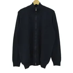 ヒューゴボス ニットブルゾン ジャケット 大きいサイズ ウール100% ブランド アウター メンズ XLサイズ ネイビー HUGO BOSS 【中古】のサムネイル