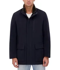 コールハーン メンズ アウター ジャケット・ブルゾン プラスサイズ ウール コート Cole Haan Stand Collar Wool Plush All Weather Car Coat Navのサムネイル