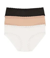 ナトリ レディース アンダーウェア パンツ レーストリム レース Natori Bliss Girl Lace Trim Brief Panty 3Pack Cafe