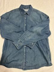 フランクアンドアイリーン ウォッシュドデニムシャツ ダメージ加工