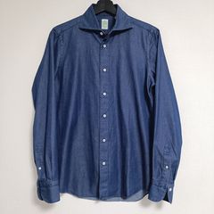 美品】Finamore シャツ シャンブレー ブルー イタリア製 光沢 - メルカリ
