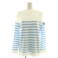ドゥロワー Drawer 18Gコットンボーダークルーネック Tシャツ 1 白 ホワイト 水色 ライトブルー 長袖 /AG ■OSのサムネイル