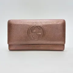 3070 美品 GUCCI グッチ 長財布 インターロッキング ピンクゴールド マーモント フラップ ゴールド