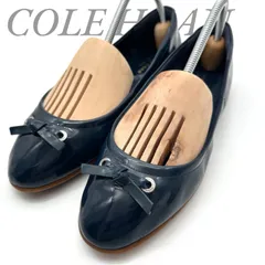 【B5322】 COLE HAAN コールハーン バレエシューズ パンプス ラウンドトゥ リボン ネイビー エナメル フラット レディースのサムネイル