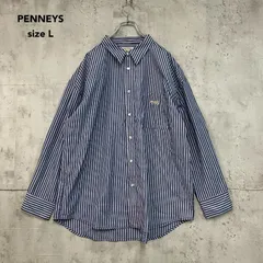 PENNEYS ペニーズ THE FOX フォックス L ホワイト グレー ロゴ ワンポイント ワッペン 刺繍 アソート デザイン オーバーサイズ レギュラーカラー 長袖 シャツ トップス カジュアル ストリート ★ ■◇のサムネイル