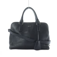 agnes b【美品】サフィアーノレザー 2way ブリーフケース ブラック