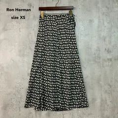 Ron Herman ロンハーマン XS ブラック 総柄 ロング スカート フレア マキシ丈 ボトムス エレガント カジュアル 華やか お出かけ デート 旅行 Aライン ポリエステル ドレープ 定番 上品 美シルエット 細見え 服 ★ ■◆のサムネイル