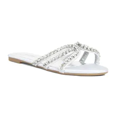 ロンドンラグ レディース シューズ サンダル London Rag Mezzie Dimante Strap Womens Flat Sandalsilver シルバー