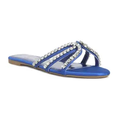 ロンドンラグ レディース シューズ サンダル London Rag Mezzie Dimante Strap Womens Flat Sandals Blue ブルー