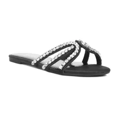 ロンドンラグ レディース シューズ サンダル London Rag Mezzie Dimante Strap Womens Flat Sandals Black ブラック