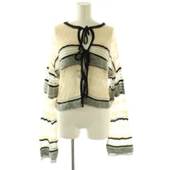 メゾンスペシャル MAISON SPECIAL 25AW 2way Ribbon Cardigan カーディガン ニット ボーダー 透かし編み モヘヤ混 F ペールオレンジ グレー 黒 /CX ■OSのサムネイル