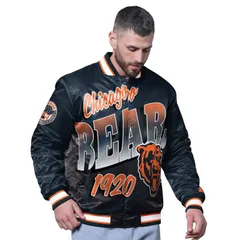 スターター レディース アウター ジャケット・ブルゾン Menstarter Navy Chicago Bears Pass Rush Varsity FullSnap Jacket Brs Navyのサムネイル