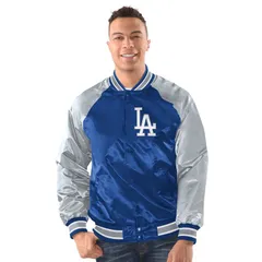 スターター レディース アウター ジャケット・ブルゾン MenstarteroyalGray Los Angeles Dodgers Raglan Blitz Varsity Jacket Lad Bのサムネイル